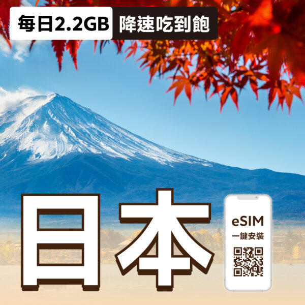 日本 eSIM | 每日2.2GB降速吃到飽