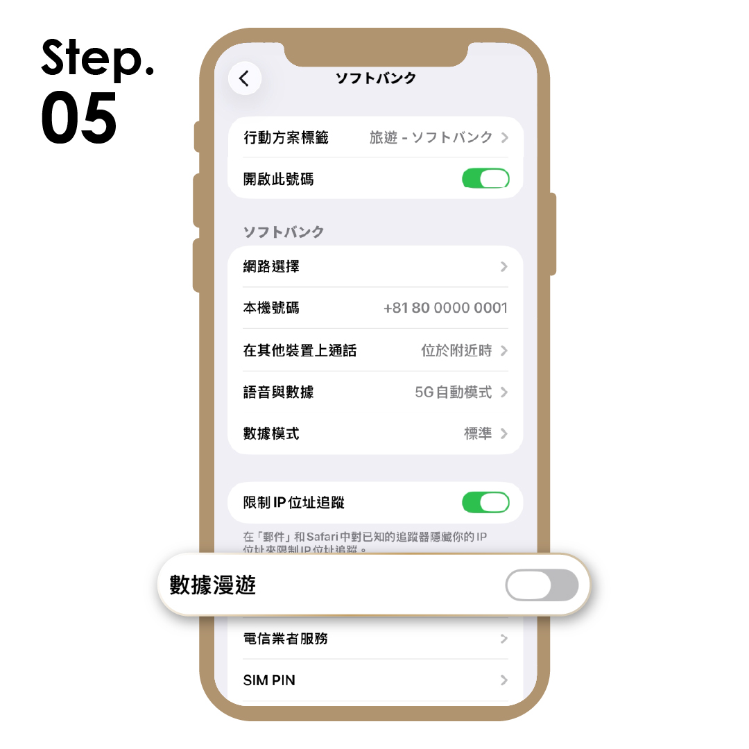 5. 依方案需求開啟「數據漫遊」